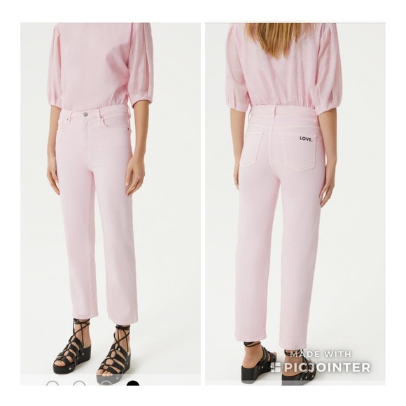 REBECCA MINKOFF Dominica high rise straight jeans pale pink LOVE - Picture 5 of 16